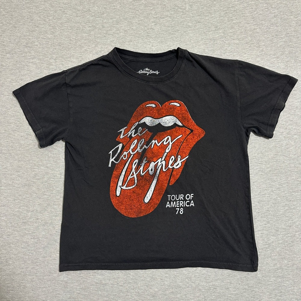The Rolling Stones Tour of America 78 Graphic T-Shirt Short Sleeve Black Size XL